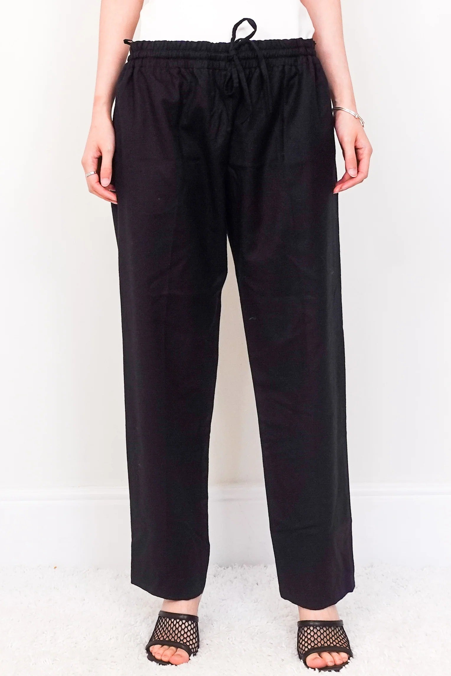 Black wool cashmere trousers