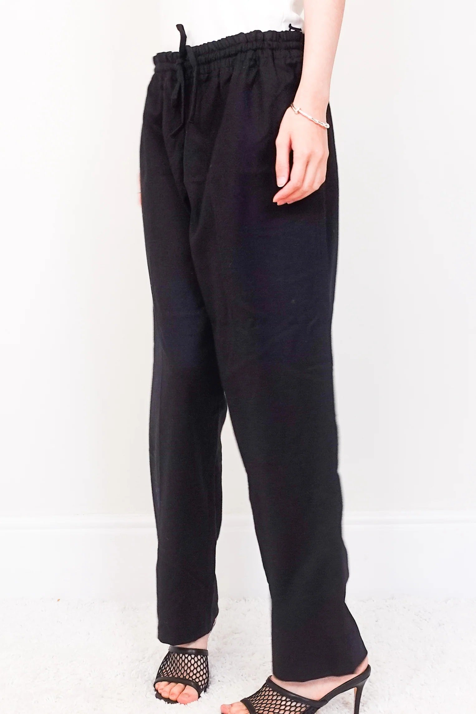 Black wool cashmere trousers