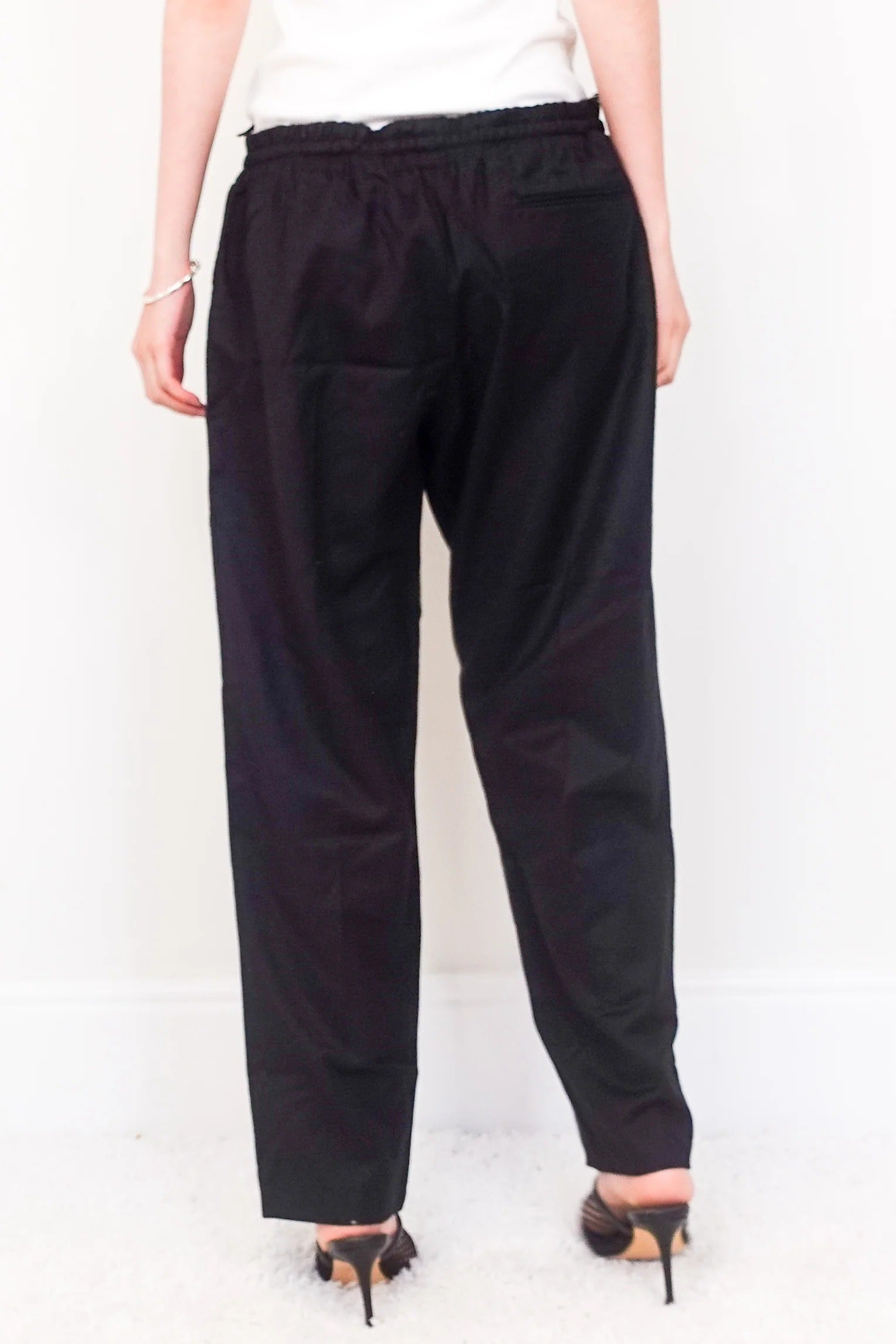 Black wool cashmere trousers